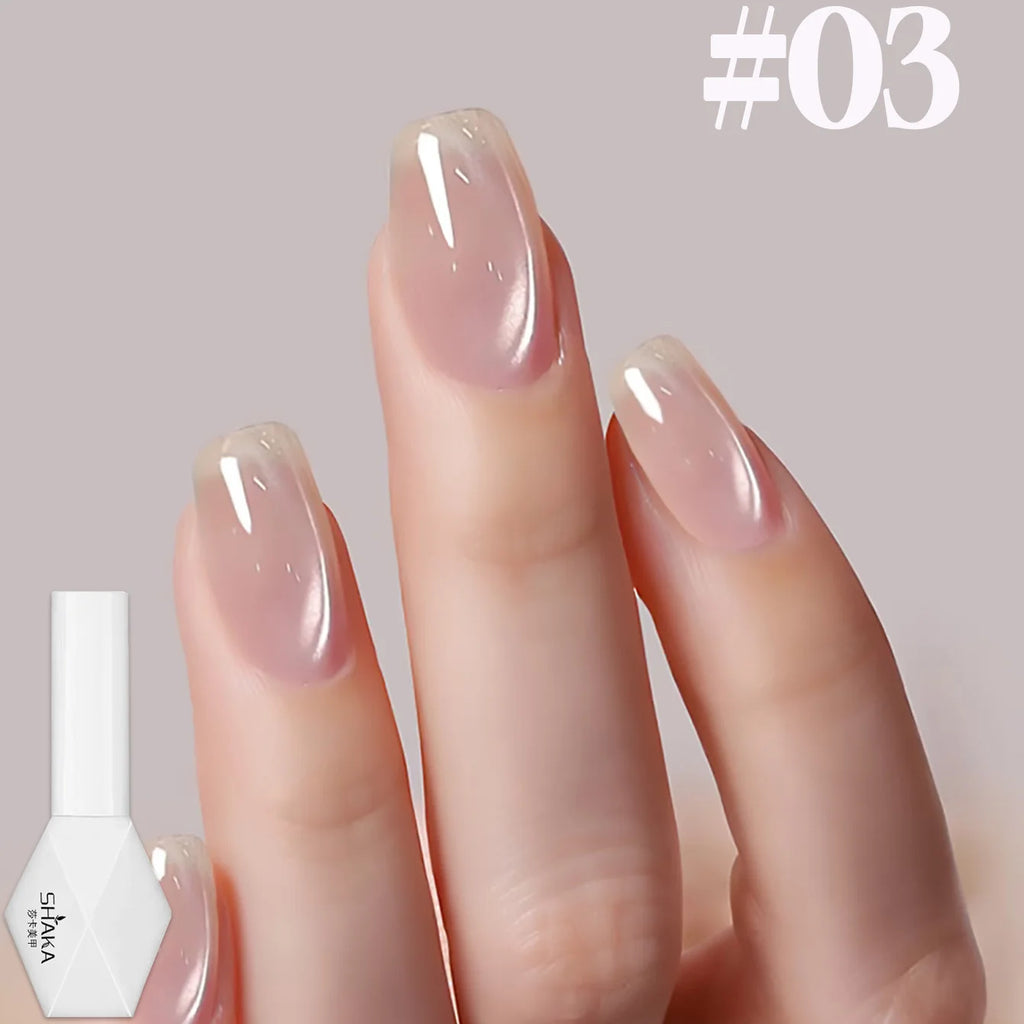 1-12pcs SHAKA Autumn Tanhua Cat Eye Pink Transparent Color Gel Nail Polish 2026 New Simple And Generous Halloween Nail Gel - Curl and Collar