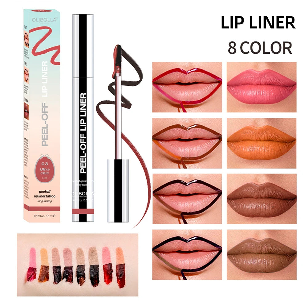 Peel Off Lip Liner Tattoo Lipgloss Waterproof Long Lasting Matte Lip Tint Lips Stain Cosmetics Enhances Lip Color Women Girl Nourishing Lipstick Care Products Makeup - Curl and Collar