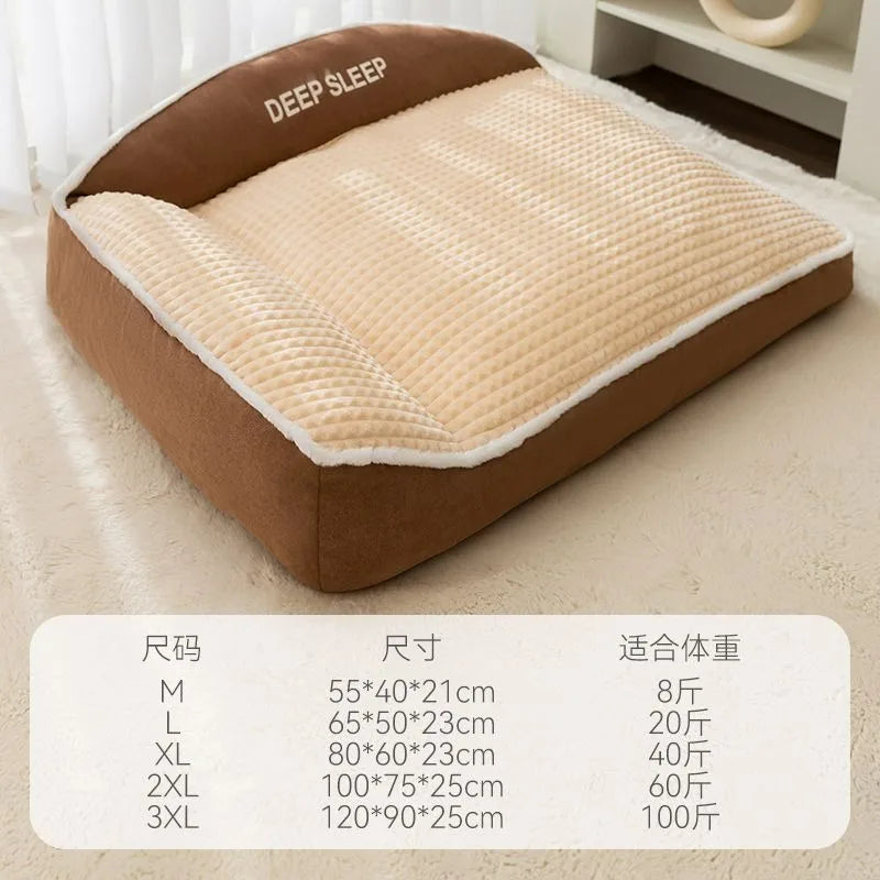 Kennel Winter Warm Dog Bed Large Super Thick Four-season Universal Removable Cat and Dog Sofa Autumn and Winter Pet Supplies - Curl and Collar