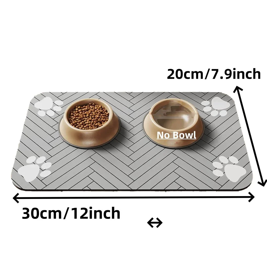 Pet Feeding Mat-Absorbent Pet Placemat for Food and Water Bowl with Waterproof Rubber Backing Quick Dry Water Mat for Dog Cat - Curl and Collar
