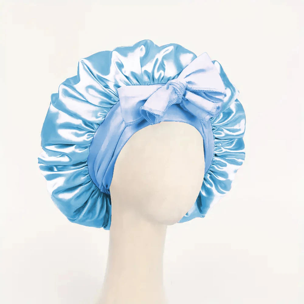 Satin Bonnet Silk Bonnet Adjustable Bonne For Sleeping Hair Bonnet With Tie Band Bonnets For Women Men - Curl and Collar