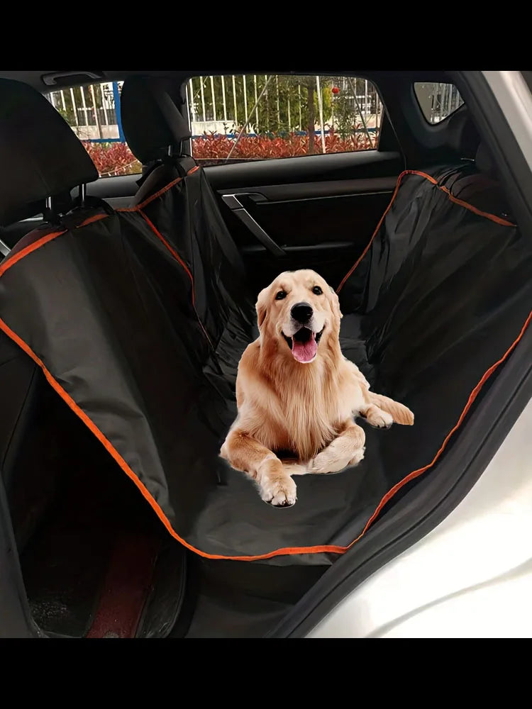 Dog Car Seat Cover for Back Seat,Oxford Cloth Durable Scratchproof Dog Hammock,Pet Seat Cover Protector for Cars,Trucks and SUV - Curl and Collar