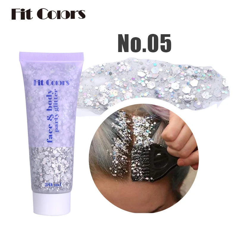 20 Colors Body Glitter Gel Mermaid's Scale Chunky Glitter Sequins Gel for Face Body Hair Nail Christmas and Party - Curl and Collar