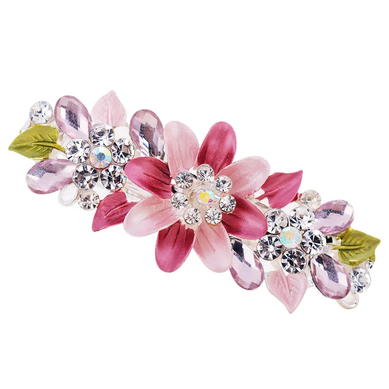 EASYA Fashion Exquisite Crystal Flower Hairpin Enamel Barrettes Girls Hair Accessories Headwear Jewelry For Women Girls