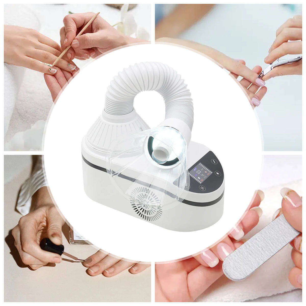 230W Tabletop Nail Dust Cleaning Machine Adjustable Speed Grinding Collecting Tool for Homes, Nail Art Schools, Beauty Salons - Curl and Collar