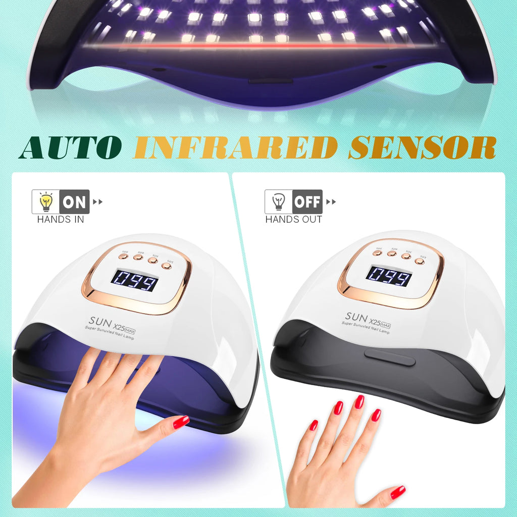 UV LED Nail Lamp 380W Nail Curing Lamps For Home Salon Powerful LED Drying Lamps For All Gel Polish Professional Nail Equipment - Curl and Collar