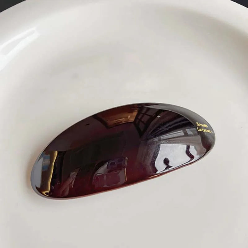 Vintage Acetic Acid Oval Hair Clip for Women Girls Korean Large Spoon Clip Spring Clip Hair Clip Top Clip Hair Accessories - Curl and Collar