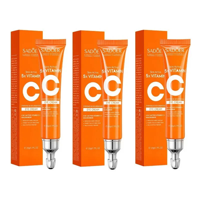 SADOER Vitamin C Eye Cream Anti Dark Circles Eyes Bags Remover Moisturizing Brightening Firming Skin Care Products for Eyes - Curl and Collar