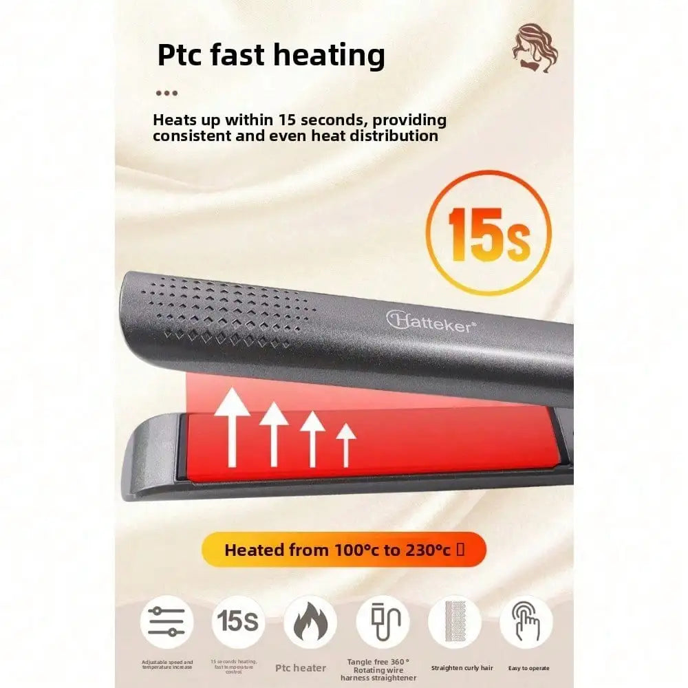 Hatteker Hair Straightener Curling Iron Hair Salon Hair Electric Splint Hair Puller Curling And Straightening Dual-Purpose Perm Cross-Border