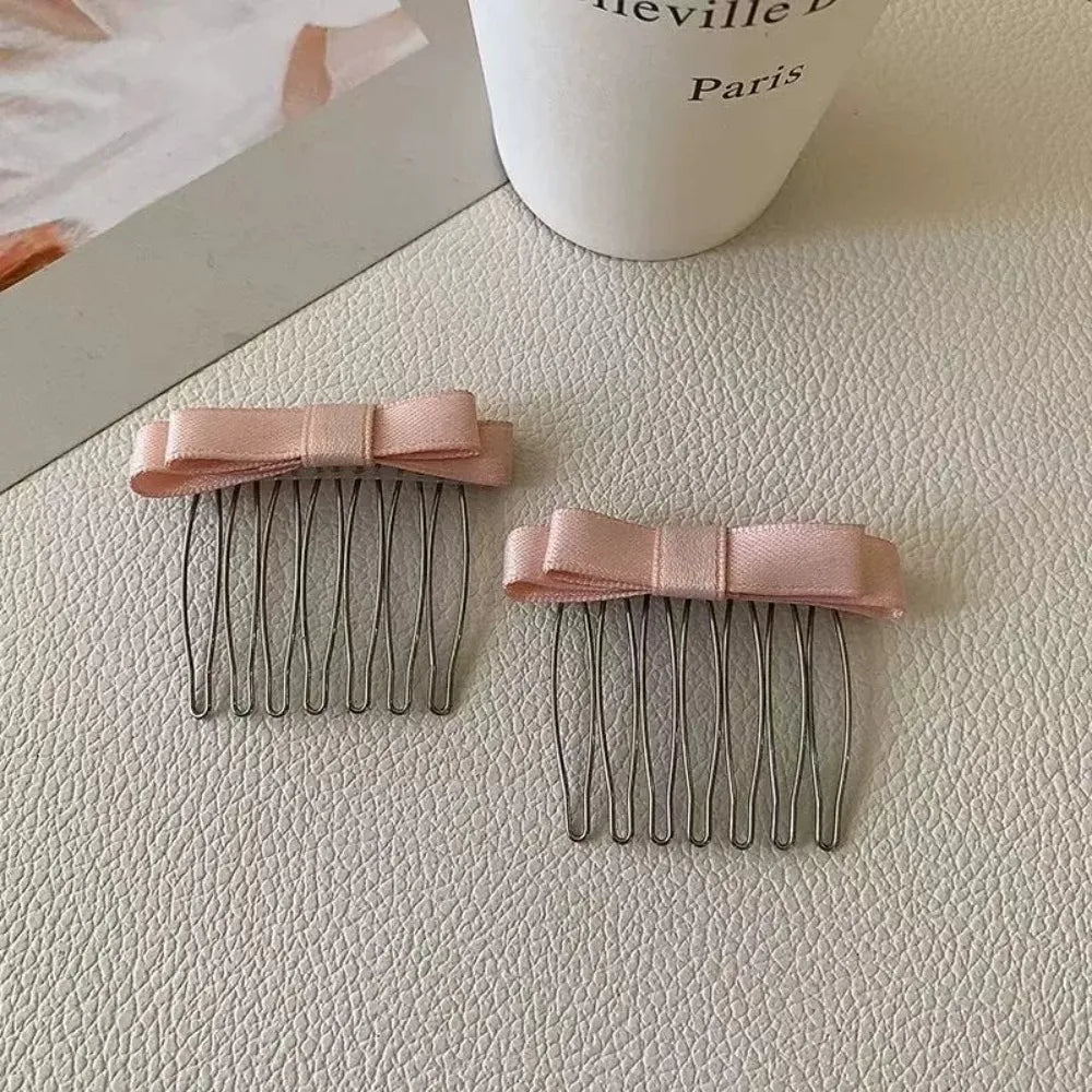 2pcs Korean Inserted Comb Bow Hair Comb Adornment Hair Clip Versatile Simple Anti-skid Curl Bangs Side Top Clip HairAccessoires