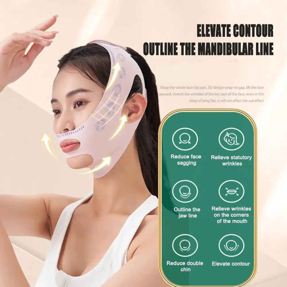 Chin Cheek Slimming Bandage V Shaper V Line Lifting Mask Face Lifting Anti Wrinkle Strap Band Sleeping Mask Beauty Health - Curl and Collar