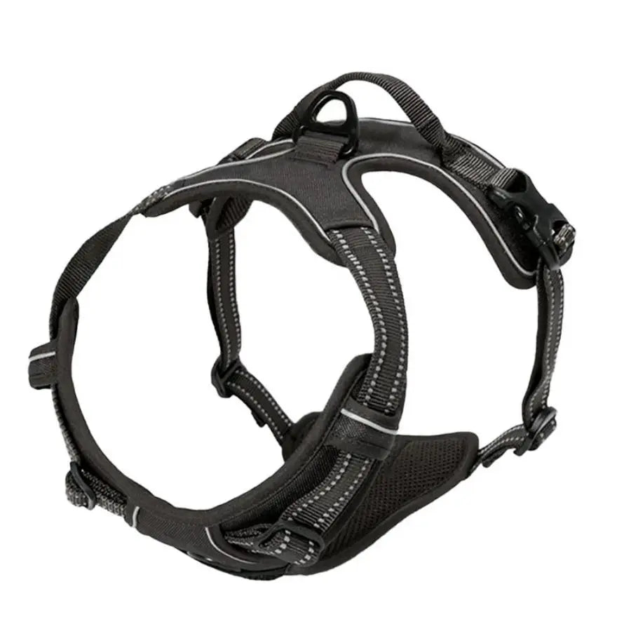 Adjustable No Pull Dog Harness Front Clip Reflective Comfortable Handle for Medium to Large Dogs Walking - Curl and Collar