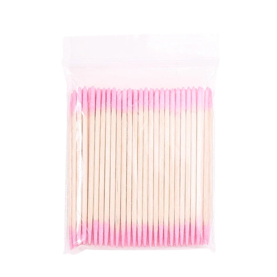100Pcs Double-Ended Cotton Swabs Fine Pointed Tips for Nail Art Makeup Eyeliner Correction - Beauty Tools - Curl and Collar