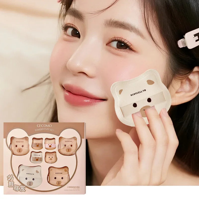 Soft Marshmallow Air Cushion Sponge Powder Puff Dry Wet Dual Use For Liquid Foundation Base Daily Cosmetic Makeup Tool - Curl and Collar