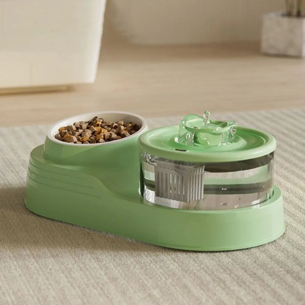 USB Charging 2-in-1 Pets Water Fountain Auto Filter Mute Cat Drinker Bowl Large Capacity Neck Protection Pet Feeder for Home - Curl and Collar
