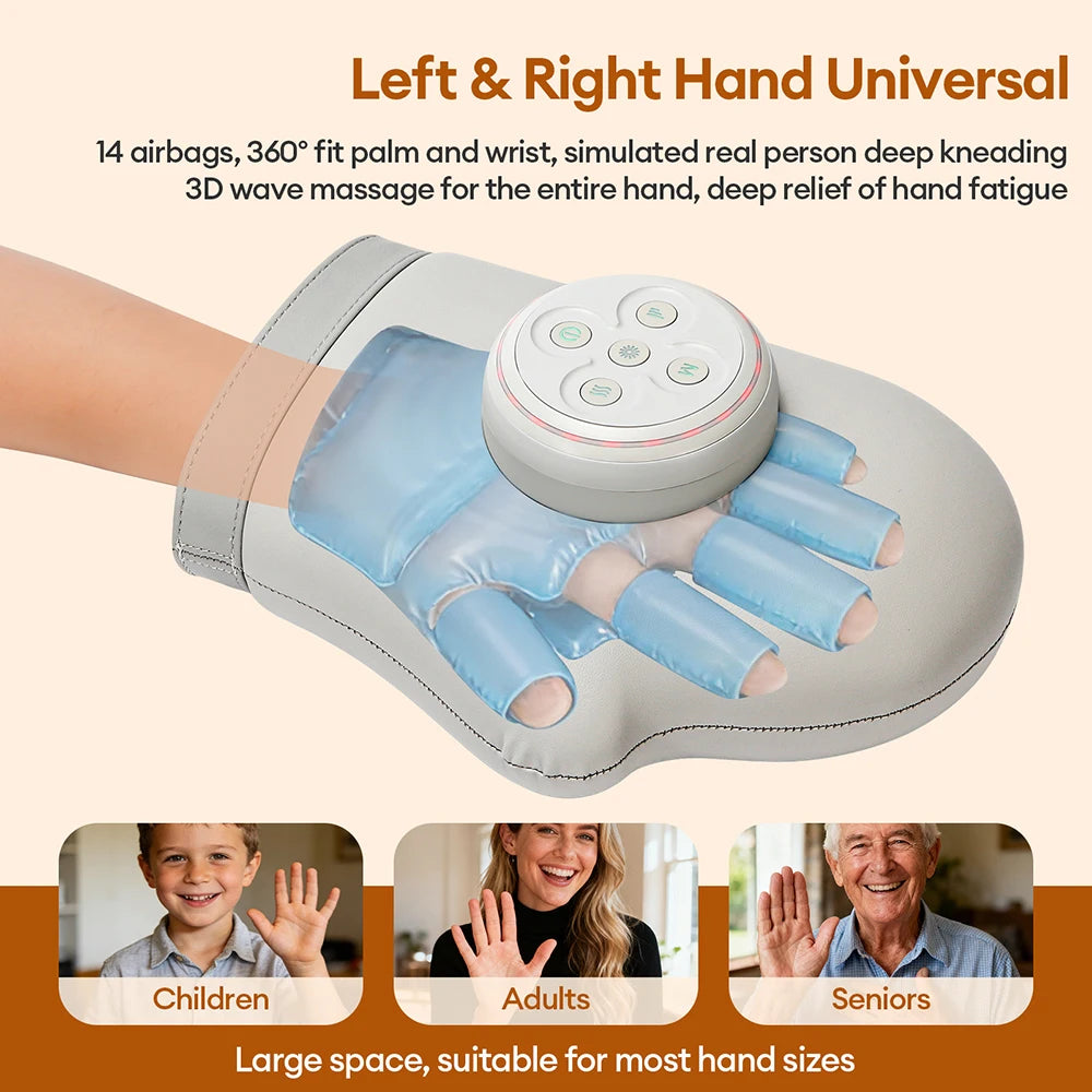 Electric Hand Massager Glove Air Pressure Kneading Airbag Compress Hot Compress Wrist Finger Palm Acupoint masajeador - Curl and Collar