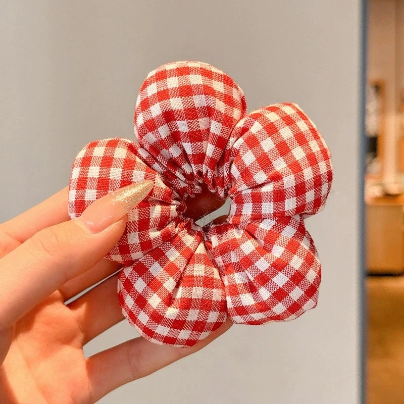 2025 Super Cute Flower Scrunchies Children Girl Kid Elastic Hair Band Accessories Tie Hair Ring Rope Headdress Headwear Ornament