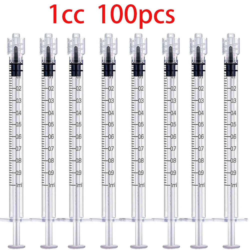 100Pcs/50Pcs/1Pc Laboratory Industrial 1ml Luer Lock Syringe, Suitable for Samplers, Glue Dispensers in Laboratories, DIY Industrial Use, Non-Sterile, Non-Medical - Curl and Collar