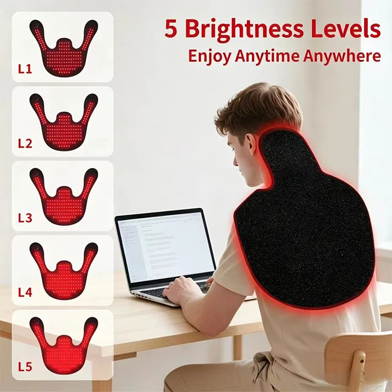 NEW 145LEDs Red Light Therapy Shawl 660nm&850nm for Neck and Shoulder Infrared Light Therapy for Body at Indoor Pain Relief - Curl and Collar