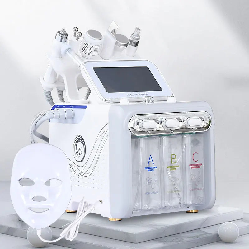 7 in 1 H2O2 Beauty Skin Cleansing Hydrofacial Machine Facial Machine Water Aqua Peeling for Home Use - Curl and Collar