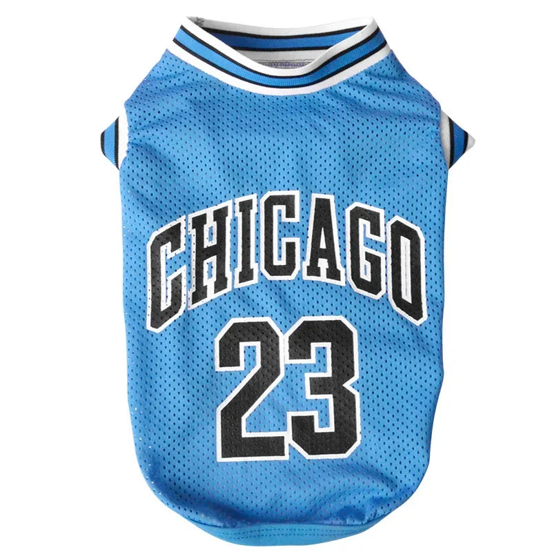 Summer Dog Clothes Mesh Breathable Sport Dog Jersey Basketball Clothes Puppy T-Shirt Summer Pet Cat Shirts For Small Large Dogs - Curl and Collar
