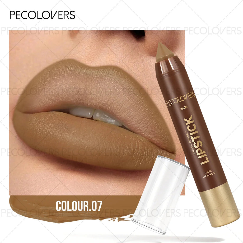 1PC Brown Matte Lip Liner Crayon, Smooth Application, Highly Pigmented, Long-lasting Wear, Lip Cosmetics - Curl and Collar
