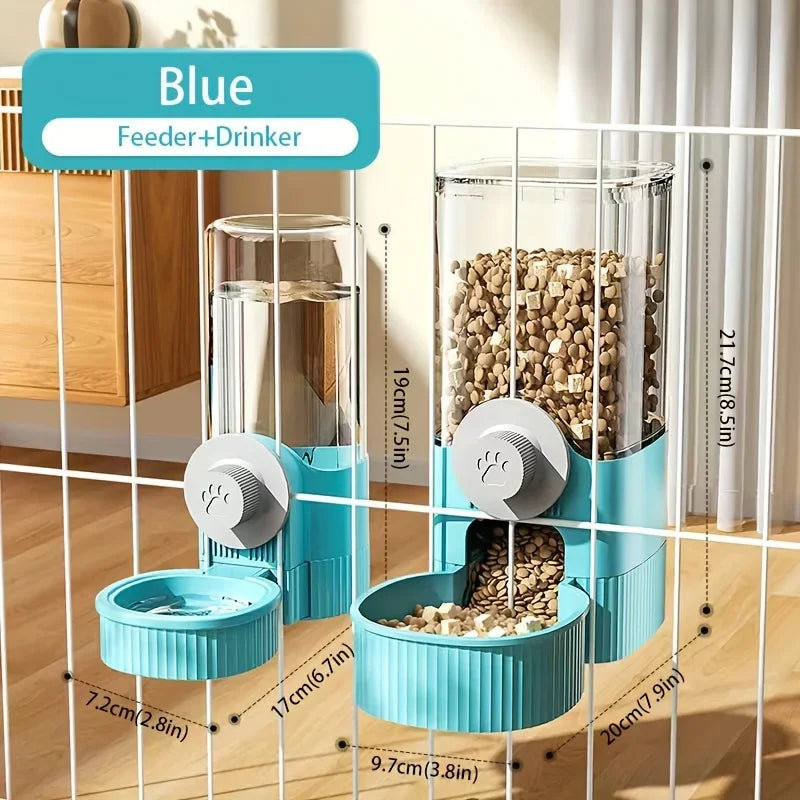 Suit Pet Hanging Water Dispenser Cat Automatic Feeder Dog Hanging Cage Drinking Water and Eating Supplies Cat Bowl Dog Food Bowl - Curl and Collar