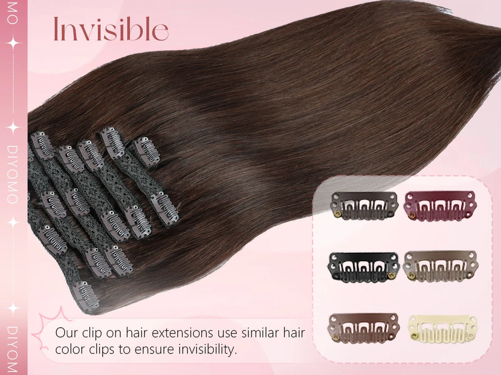 Natural Black Straight Human Hair Extensions Set of 7 PU Clip-In Invisible Wefts 100g Lightweight for Women Hairdressing - Curl and Collar