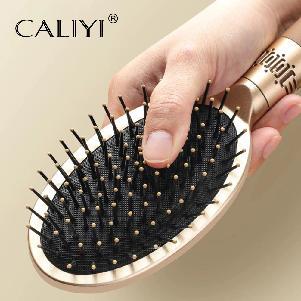 CALIYI Hair Massage Air Cushion Comb Brush Scalp Hairbrush Detangle Anti Static Salon SPA Hairdressing Styling Tool Oval Round - Curl and Collar
