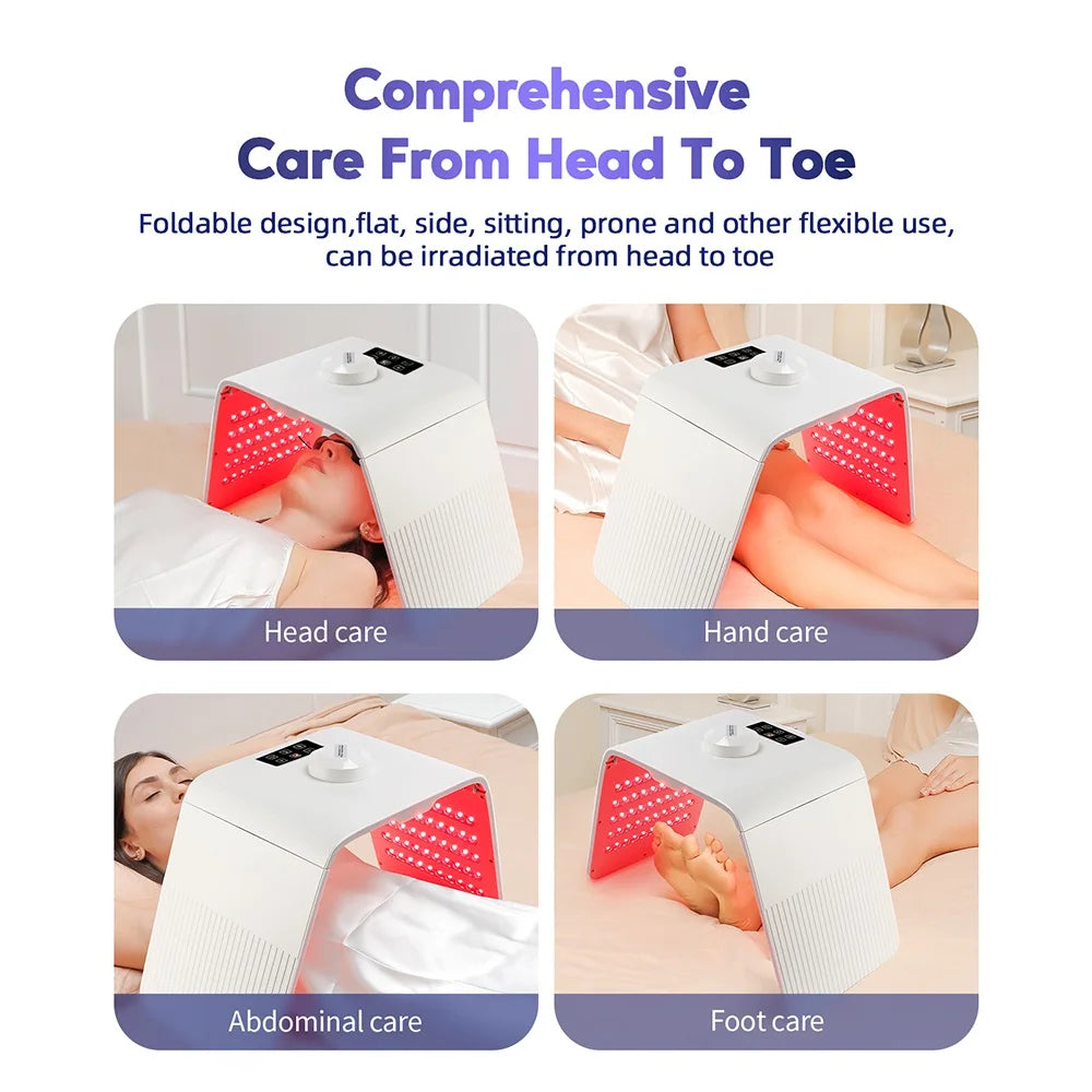 Foldable 7 Color LED Photon Facial Body Beauty Machine Skin Rejuvenation Light Nano Spray Equipment Home Skin Care SPA Instrument - Curl and Collar