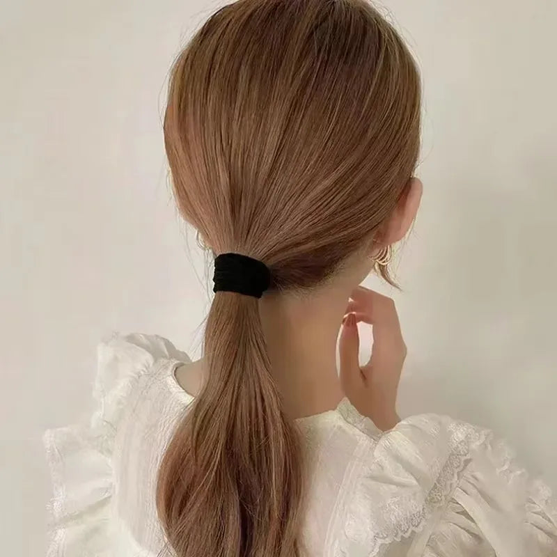 500PCS Black Basic Hair Bands Women Girls Simple High Elastic Headband Ties Rubber Ropes Scrunchies Ponytail Holders Accessories - Curl and Collar