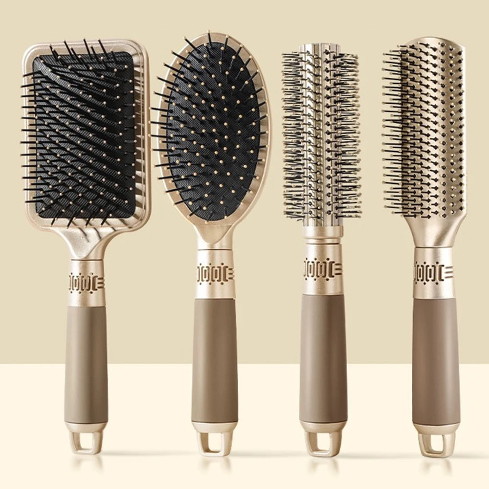 CALIYI Hair Massage Air Cushion Comb Brush Scalp Hairbrush Detangle Anti Static Salon SPA Hairdressing Styling Tool Oval Round - Curl and Collar