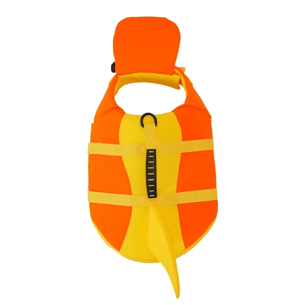 Shark Shape Dog Life Vest Superior Buoyancy High Visibility Dog Swimming Suit Adjustable Tear-resistant Safety Vests - Curl and Collar