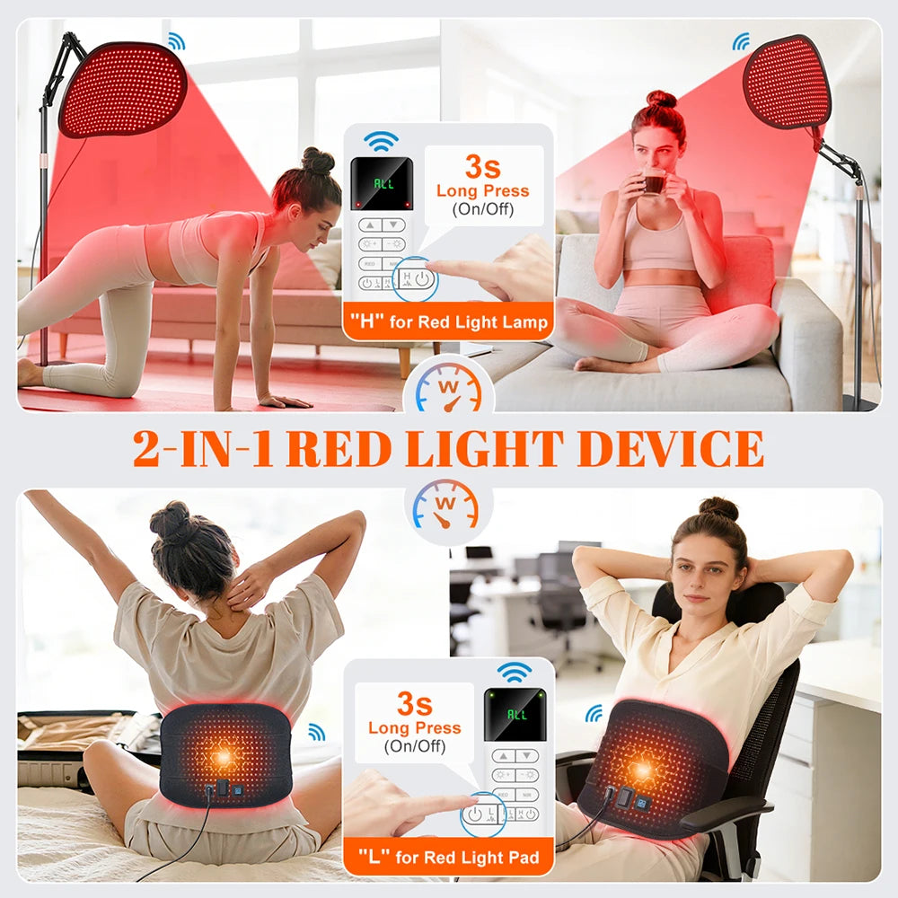 Astarexin Red Light Therapy for Face Body, 2-in-1 Infrared 432 LEDs Light Therapy with 660nm & 850nm Near Redlight Device Large Panel with Remote Stand Timer - Curl and Collar