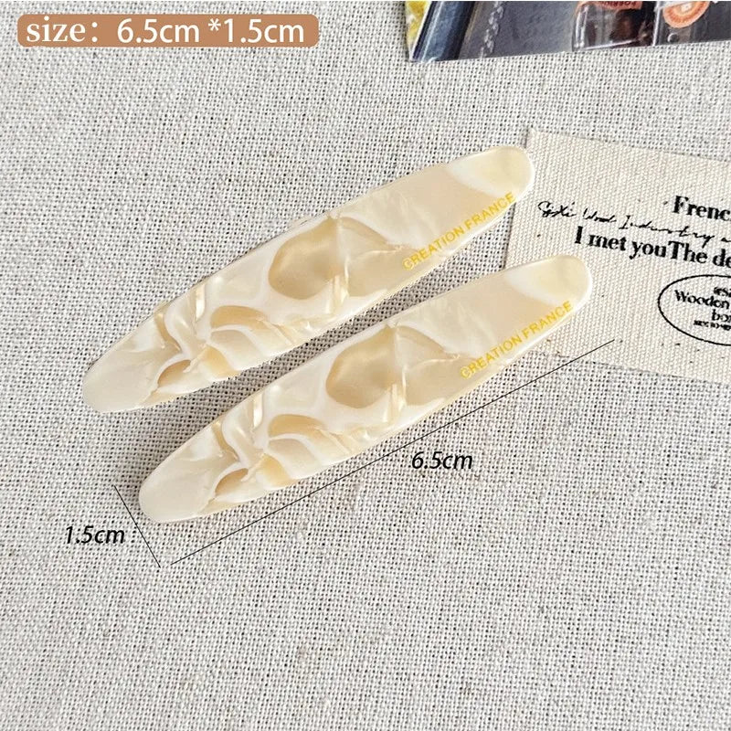 2 Pcs New Simple Acetate Fiber Hairpins,women Oval Geometric Side Clips, Colorful Duckbill Clips, One-word Clip Hair Accessories