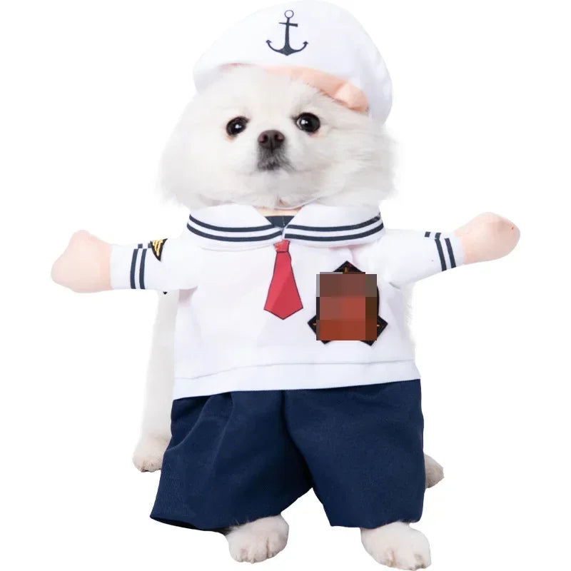 Halloween Funny Dog Clothes for Small Medium Dogs Cats Party Dressed Up Cosplay Costumes Bulldog French Chihuahua Pet Outfits - Curl and Collar