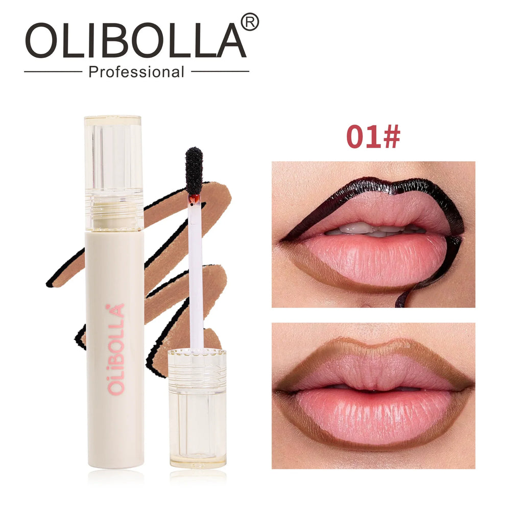 OLIBOLLA Peel Off Lip Liner Stain Waterproof Long Lasting Lip Tattoo Tint, Non Stick Cup Transferproof Lip Outline Liquid Makeup Cosmetics - Curl and Collar