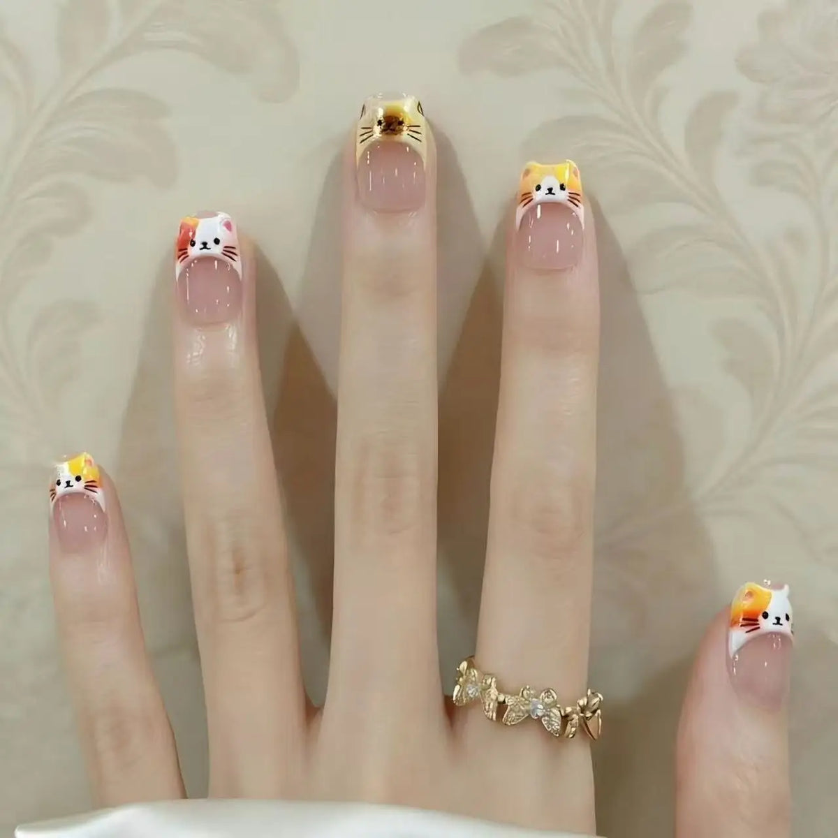 1pc/3pcs INS Cute Cat Emoji Nail Stickers, Embossed 3D DIY French-Style Kitten Fingertip Decoration Decals