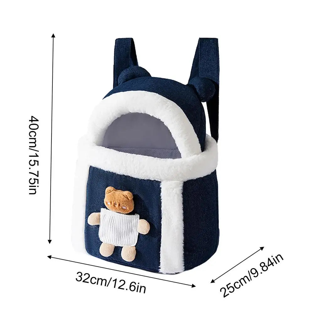 Pet Carrier Bag Cat Dogs Polyester sponge Backpack Outdoor Travel Walking Winter Warm Nest Kitten Puppy Hanging Chest Portable - Curl and Collar