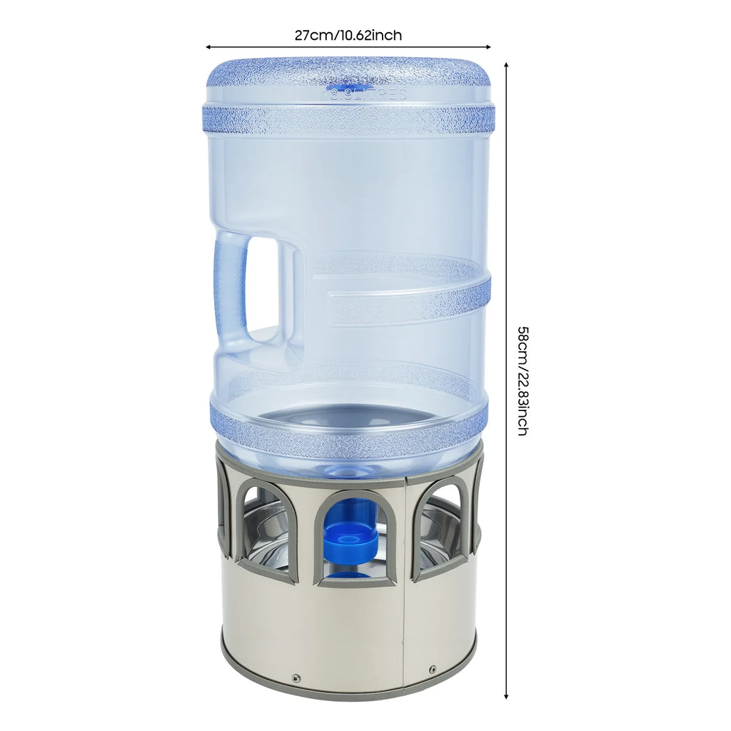 Stainless Steel Heated Chicken Waterer 5 Gal, 80W Auto Thermostat Water Heater for Poultry, Adjustable Temp 32-122°F with LED Display & 9 Windows, Anti-Freeze for Winter, Silver-Blue - Curl and Collar