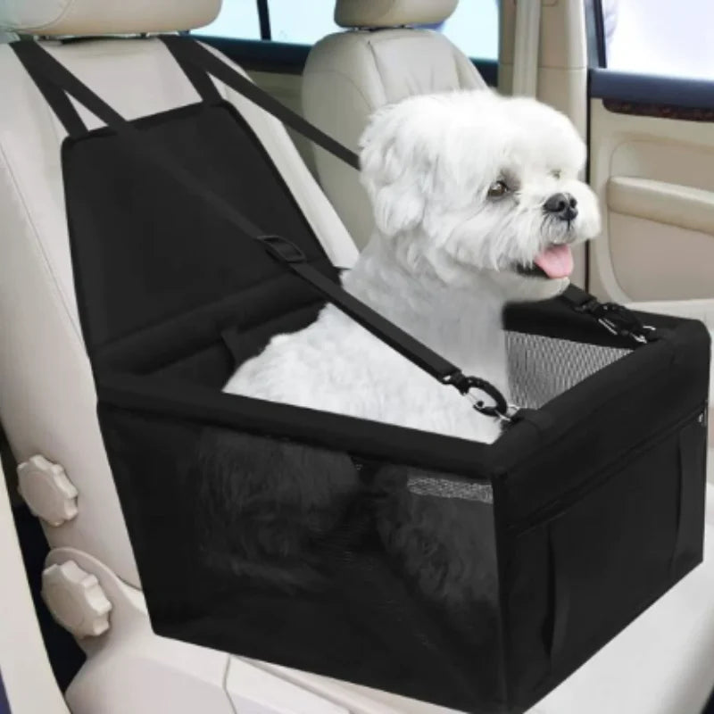 Waterproof Pet Car Seat Bag – Thickened Folding Dog Travel Mat with Safety Mesh - Curl and Collar