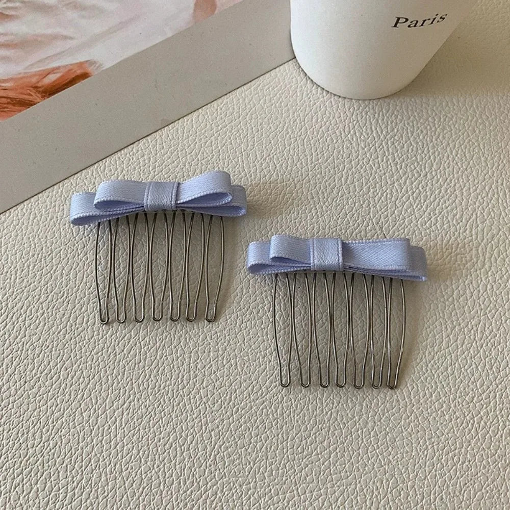 2pcs Korean Inserted Comb Bow Hair Comb Adornment Hair Clip Versatile Simple Anti-skid Curl Bangs Side Top Clip HairAccessoires