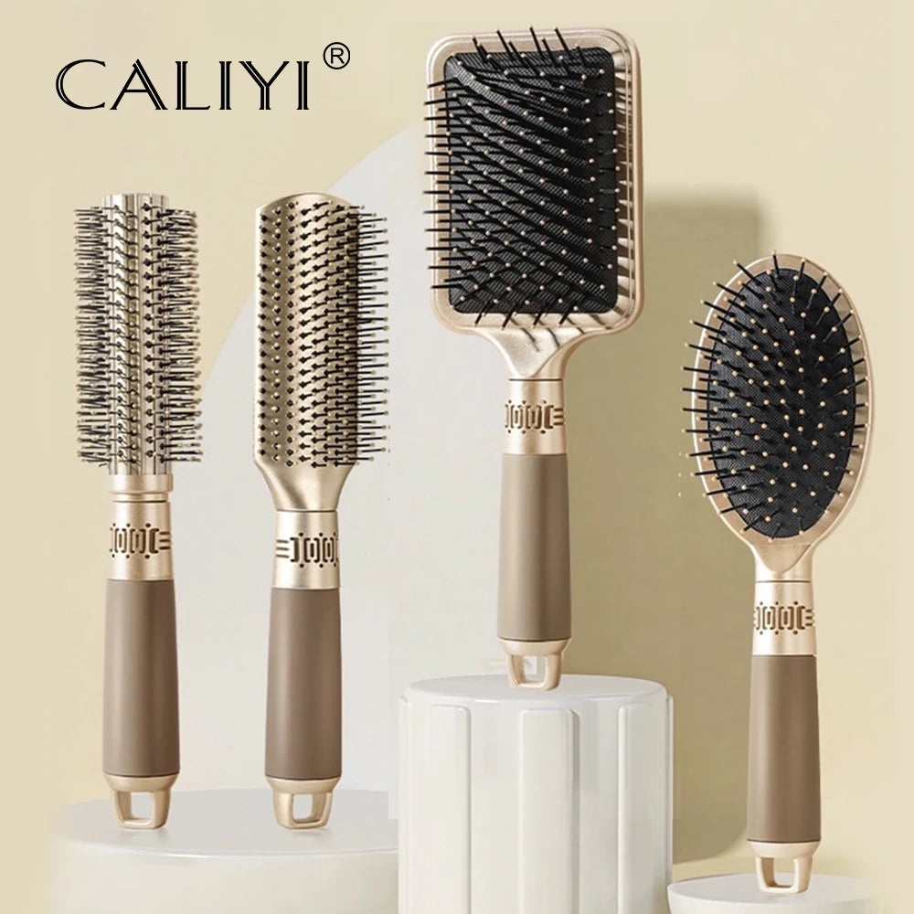 CALIYI Hair Massage Air Cushion Comb Brush Scalp Hairbrush Detangle Anti Static Salon SPA Hairdressing Styling Tool Oval Round - Curl and Collar