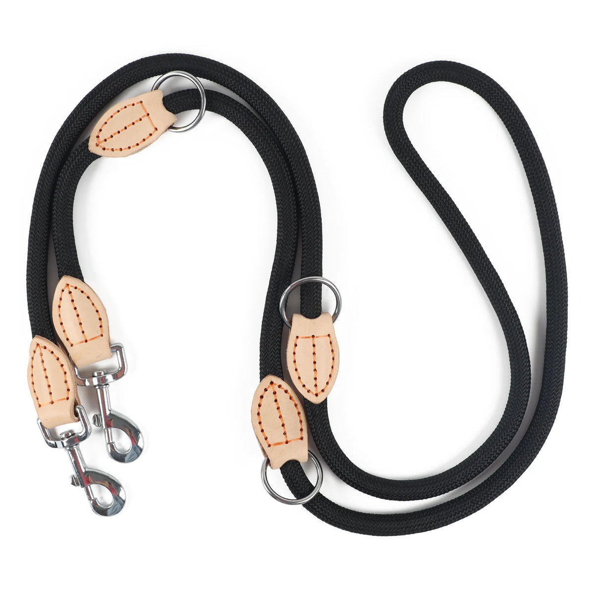 210cm Double Dog Leash – Adjustable Nylon Hands-Free Lead for Small & Medium Dogs - Curl and Collar