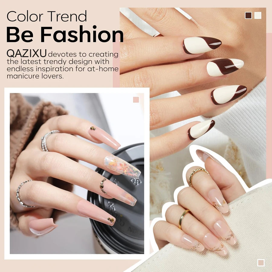 6Pcs Gel Nail Polish Set Milk Tea Popular Color UV LED Nail Gel for Nail Art Easy Apply & Soak Off DIY Home Manicure Salon Use - Curl and Collar