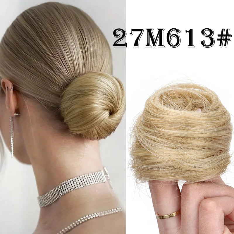 WIGSIN Synthetic Messy Dount Hair Buns Updo Chignon With Elastic Hair Exension for Women Daily Lazy Hair Accessories - Curl and Collar