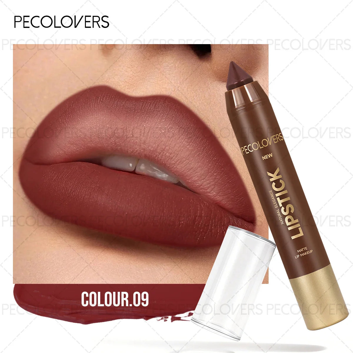 1PC Brown Matte Lip Liner Crayon, Smooth Application, Highly Pigmented, Long-lasting Wear, Lip Cosmetics - Curl and Collar