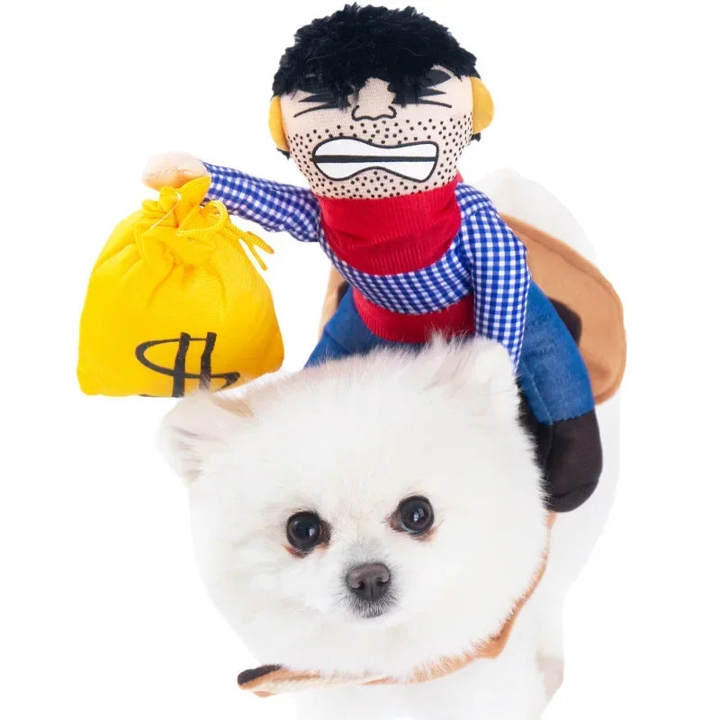Halloween Funny Dog Clothes for Small Medium Dogs Cats Party Dressed Up Cosplay Costumes Bulldog French Chihuahua Pet Outfits - Curl and Collar