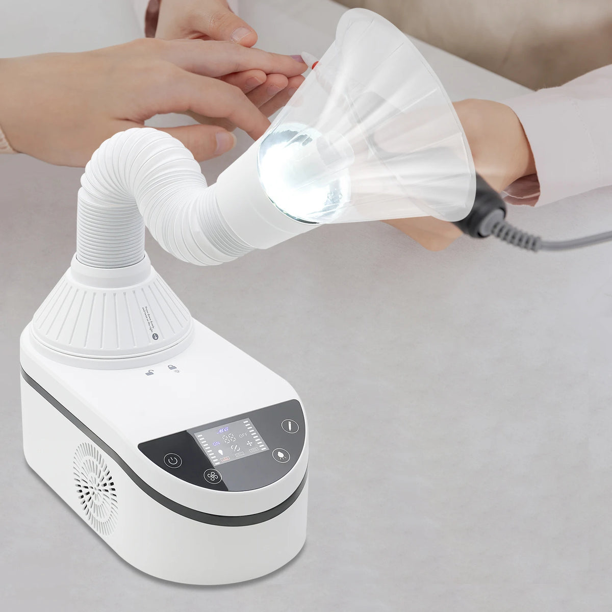 230W Tabletop Nail Dust Cleaning Machine Adjustable Speed Grinding Collecting Tool for Homes, Nail Art Schools, Beauty Salons - Curl and Collar