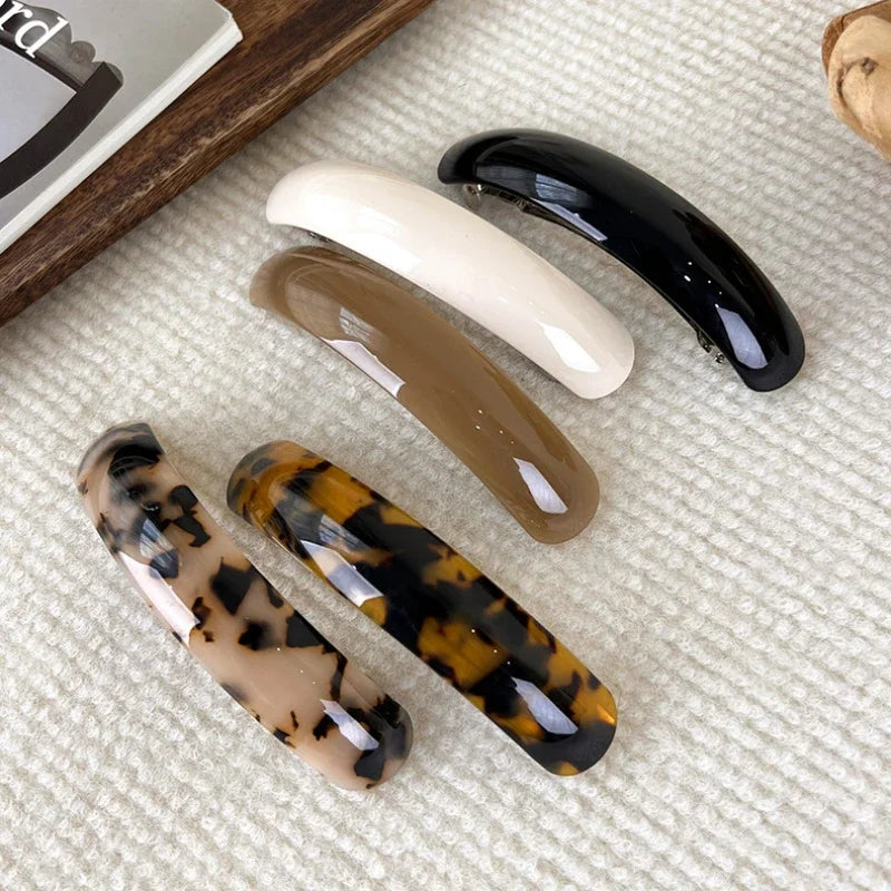 Retro Leopard Hairpins Spring Clip Colorful Acetate Hair Clips for Women Elegant Exquisite Barrettes Fashion Hair Accessories - Curl and Collar